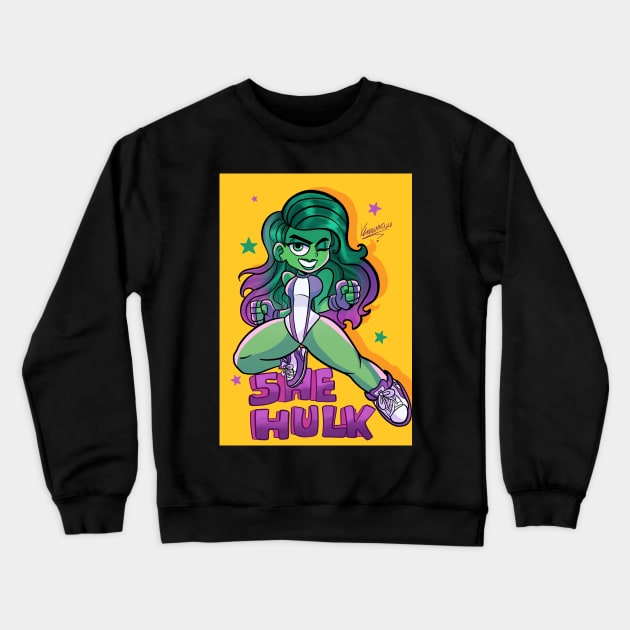 she hulk Crewneck Sweatshirt by Klaudiapasqui 96